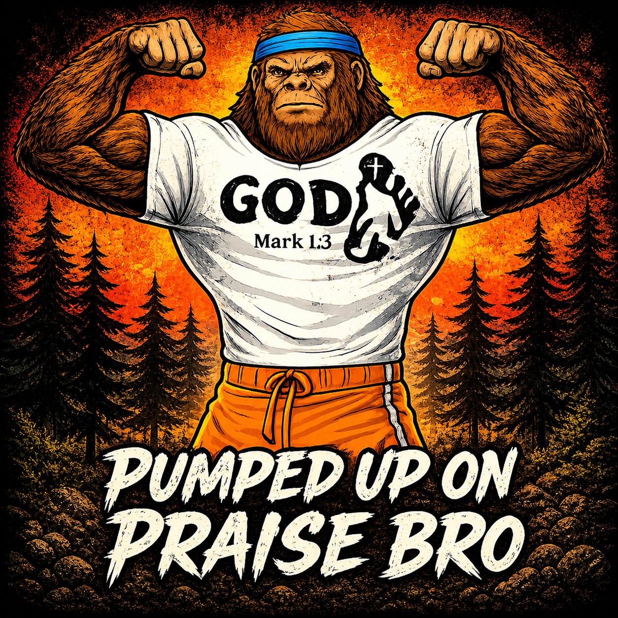 Pumped Up on Praise Bro Sleveless T-Shirt | Brother Squatch | Psalms 100:1 | Psalms 100:4