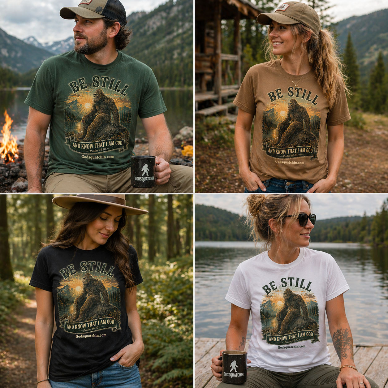 Be Still and Know Bigfoot T-Shirt | Psalm 46:10 Christian Shirt | Faith-Based Sasquatch Tee | Godsquatchin Apparel